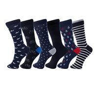 alpine swiss Mens Cotton 6 Pack Dress Socks Striped & Argyle Nautical Pack