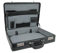 Alpine Swiss Mens Expandable Leather Attache Briefcase Dual Combination Locks