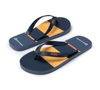 alpine swiss Men's Flip Flops Ultra-light Thin EVA foam Sandals for Beach Pool Everyday Wear | Simple Flexible Flip Flops for Men Orange Stripes 12
