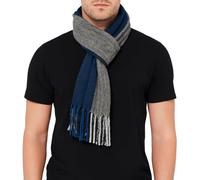 alpine swiss Mens Plaid Scarf Ultra-Soft Winter Shawl Warm Lightweight Cold-Weather Gear Shawl Black Blue Stripe