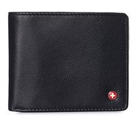 alpine swiss Mens Wallet for Men | RFID Protected Leather Mens Wallet | Spencer Bifold with Divided Bill Section | Gift Box | 2 ID Windows | 14 Card & Storage Pockets for Organization Black