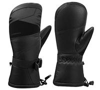 alpine swiss Mens Waterproof Gauntlet Ski Mittens Winter Sport Gloves Snowboarding Windproof Warm 3M Thinsulate Black Large