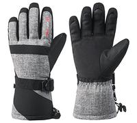 alpine swiss Mens Waterproof Gauntlet Snow Ski Gloves Winter Sport Snowboarding Windproof Warm 3M Thinsulate GRY Large