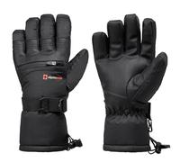 alpine swiss Mens Waterproof Snow Ski Gloves Gauntlet Mittens with Zipper Pockets Winter Snowboarding Windproof 3M Thinsulate Black Gloves XL