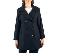 alpine swiss Norah Womens Wool Blend Peacoat Runs Large Classic Double Breasted Winter Coat Long Pea Coat Jacket BLK 2XL