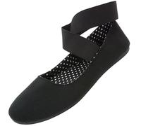 alpine swiss Peony Ballet Flats Shoes for Women | Elastic Ankle Strap Flats | Round Closed-Toe Shoes | Slip On Loafers | Padded for Comfort BLK 7