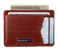 alpine swiss RFID Minimalist Oliver Front Pocket Wallet for Men Leather Hampton Collection Glossy Nappa Tan