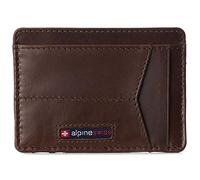 alpine swiss RFID Minimalist Oliver Front Pocket Wallet for Men Leather Hampton Collection Glossy Nappa Brown