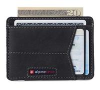 alpine swiss RFID Minimalist Oliver Front Pocket Wallet For Men Leather Hampton Collection Nubuck Black