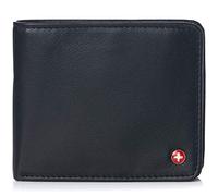 alpine swiss RFID Protected Men’s Max Coin Pocket Bifold Wallet with Divided Bill Section Soft Nappa Black