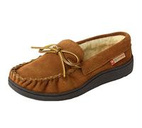 alpine swiss Sabine Womens Suede Shearling Slip On Moccasin Slippers Chestnut 7 M US