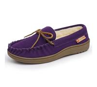 alpine swiss Sabine Womens Suede Shearling Slip On Moccasin Slippers Purple 10 M US