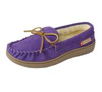 alpine swiss Sabine Womens Suede Shearling Slip On Moccasin Slippers Purple 9 M US