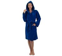 alpine swiss Stacy Womens Hooded Bathrobe Cotton Terry Cloth Robe Super Absorbent Quick Drying Luxury Hotel Spa Robe BLU L/XL