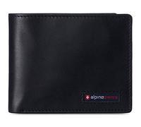 alpine swiss Wallet for Men Nolan Commuter Bifold Dual ID Windows for License Work Badge RFID Protection Divided Bill Section Gift Boxed Glossy Nappa Black
