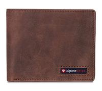 alpine swiss Wallet for Men Nolan Commuter Bifold Dual ID Windows for License Work Badge RFID Protection Divided Bill Section Gift Boxed Nubuck Tan