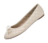 alpine swiss Womens Tan Patent Leather Aster Slip On Ballet Flats 7 M US