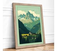 Alpine Valley Church Vintage Framed Wall Art Print A2 (59.4×42cm) Oak, Wall Decor for Living Room, Bedroom, Office & Home, Ready to Hang, Art Gift