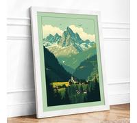 Alpine Valley Church Vintage Framed Wall Art Print A2 (59.4×42cm) White, Wall Decor for Living Room, Bedroom, Office & Home, Ready to Hang, Art Gift