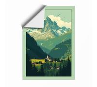 Alpine Valley Church Vintage Unframed Wall Art Print A2 (59.4×42cm), Wall Decor for Living Room, Bedroom, Office & Home, Art Gift