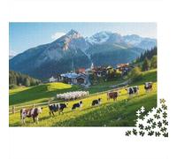 Alpine Village Jigsaw Puzzles 1000 Pieces Recycled Material Mountain Pasture Adult Jigsaws Developing boy & girl‘s Intelligence Parent Child Game Activity 70x50cm/1000pcs