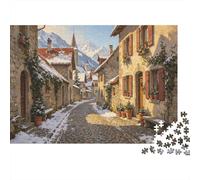 Alpine Village Stone Street 1000 Piece Jigsaw Puzzle Paper Jigsaw Puzzle for Adults Winter Scene Relaxing Gift for Home 70x50cm/1000pcs