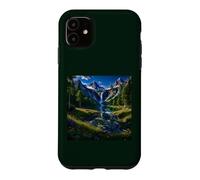 Alpine Waterfall Paradise with Mountain Lake & Wildflowers Case for iPhone 11