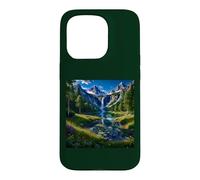 Alpine Waterfall Paradise with Mountain Lake & Wildflowers Case for iPhone 15 Pro