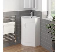 Alpine White Corner Vanity Unit with Basin - 585mm - Single Door