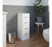 Alpine White Gloss 4 Drawer Freestanding Bathroom Storage Unit - 250 x 300mm