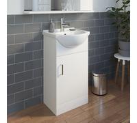 Alpine White Gloss Freestanding Cloakroom Vanity Unit with Basin - 450mm