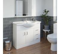 Alpine White Gloss Freestanding Vanity Unit with Basin - 1050mm