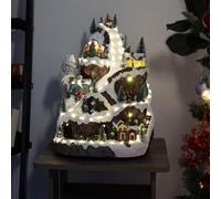 Alpine WHS102WW Christmas Village Turning Train, Skaters and Music, 75 Warm LED Lights, 18 Inch Tall Multi-Color