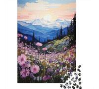 Alpine Wildflower Sunset 1000-Piece Puzzle for Adults, 52x38cm/1000pcs; White Pieces with A Smooth Surface; Shared Family Time Around The Table