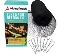 AlpineReach Koi Pond Netting Kit 4.5m x 6m Black & 20 Steel Staples Heavy Duty Woven Fine Mesh Net Cover for Leaves - Protects Fish from Blue Heron Birds Cats Predators - Reusable & Galvanised Stakes