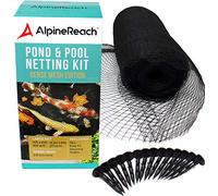 AlpineReach Koi Pond Netting Kit Black Heavy Duty Woven Fine Mesh Net Cover for Leaves - Protects Koi Fish from Blue Heron Birds Cats Predators UV Protection - Reusable & Stakes Included