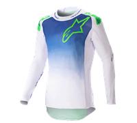 Alpinestars 2023 Supertech Risen Jersey Blue Ray White Green Fluo, Size: XL