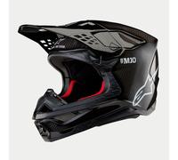 Alpinestars 2025 Supertech SM10 Solid Black Glossy Carbon Motocross Helmet MX