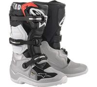 Alpinestars 2025 Tech 7S Youth Motocross Boots Black Silver Gold MX Kids