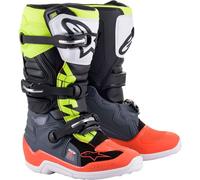 Alpinestars 2025 Tech 7S Youth Motocross Boots Grey Red Yellow Flou MX Kids Quad