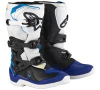 Alpinestars 2026 Tech 3S Youth Kids Motocross Boots White Black Enamel Blue Quad