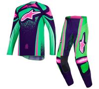 Alpinestars 2026 Techstar Nomur Motocross Combo Kit Deep Purple Green Pink Fluo