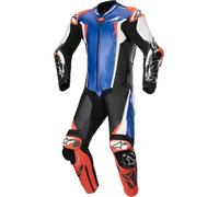 Alpinestars Absolute V2 One Piece Motorcycle Leather Suit, black-white-blue, size 58 for Men