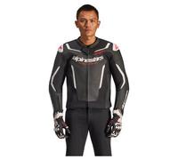 Alpinestars GP Force V2 Motorcycle Leather Jacket, black-white, size 56 for Men