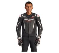 Alpinestars GP Force V2 Motorcycle Leather Jacket, black-white, size 52 for Men