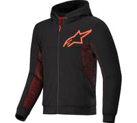 Alpinestars Chrome Air Sport Hoodie, Abrasion-Resistant Motorcycle Riding Jacket, Ventilation & CE-Certified Protection, Black/Red Fluo, XXL