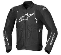 Alpinestars Dusk Motorcycle Leather Jacket, black-white, size 58 for Men