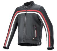 Alpinestars Dyno Motorcycle Leather Jacket, black-white-red, size M