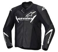 Alpinestars Faster V3 Motorcycle Leather Jacket, black-white, size 60 for Men