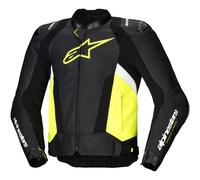 Alpinestars Missile V3 Airflow perforated Motorcycle Leather Jacket, black-white-yellow, size 50 for Men